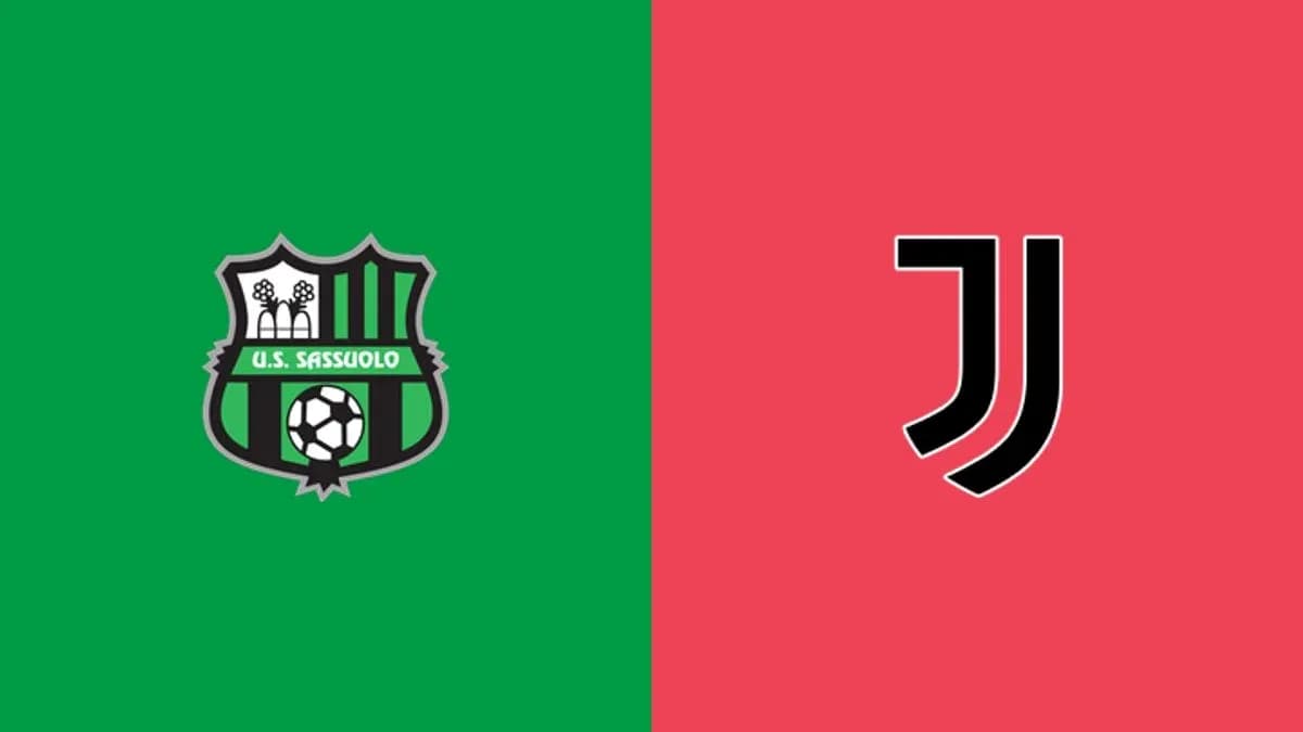 Logos de U.S. Sassuolo y Juventus en fondo colorido