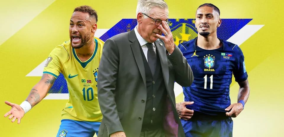 Neymar y entrenador de Brasil en fondo amarillo