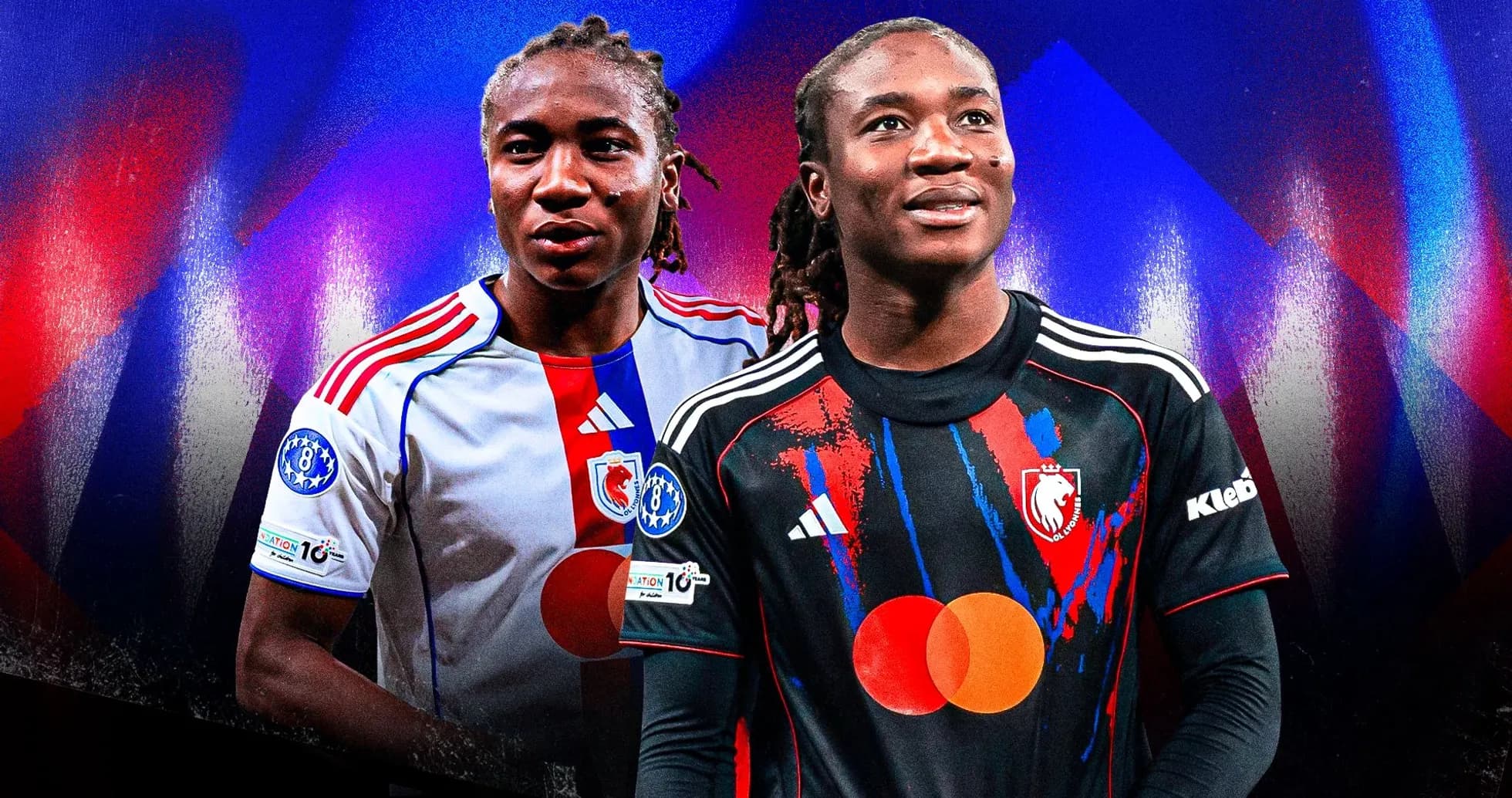 Dos jugadores de fútbol en camisetas de equipo