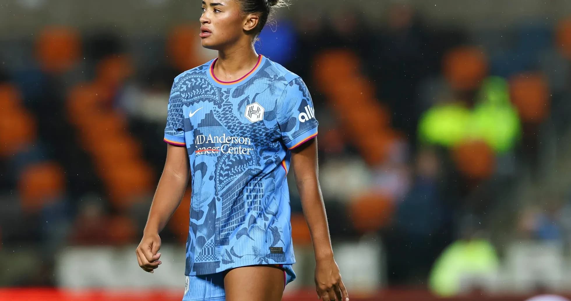 Jugadora de Houston Dash en partido de fútbol