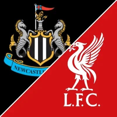 Logos de Newcastle y Liverpool en fondo dividido