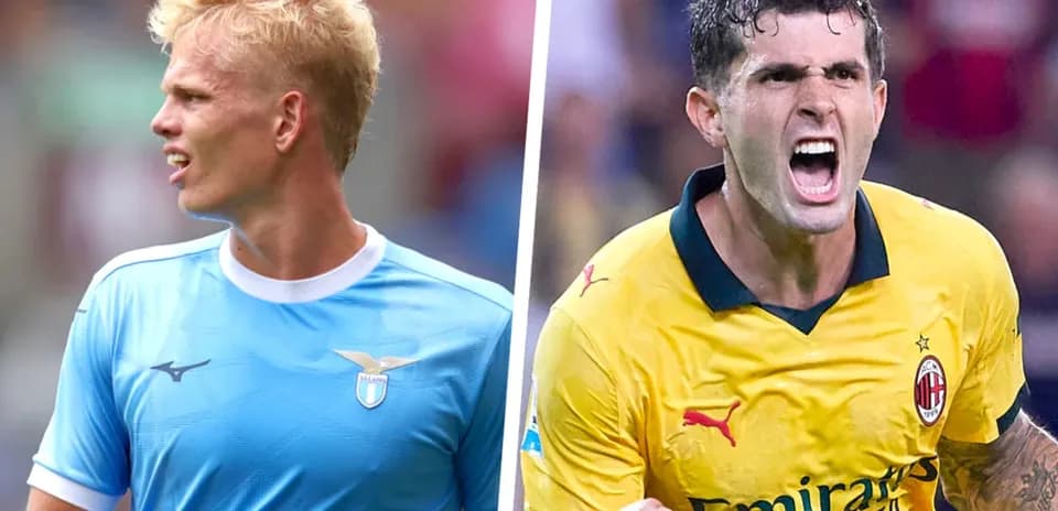 Jugadores de Lazio y AC Milan en acción