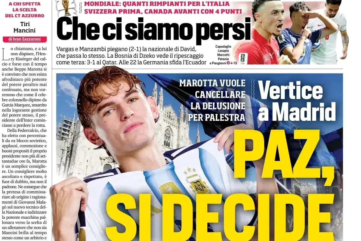 Titular de periódico sobre fútbol y jugador argentino