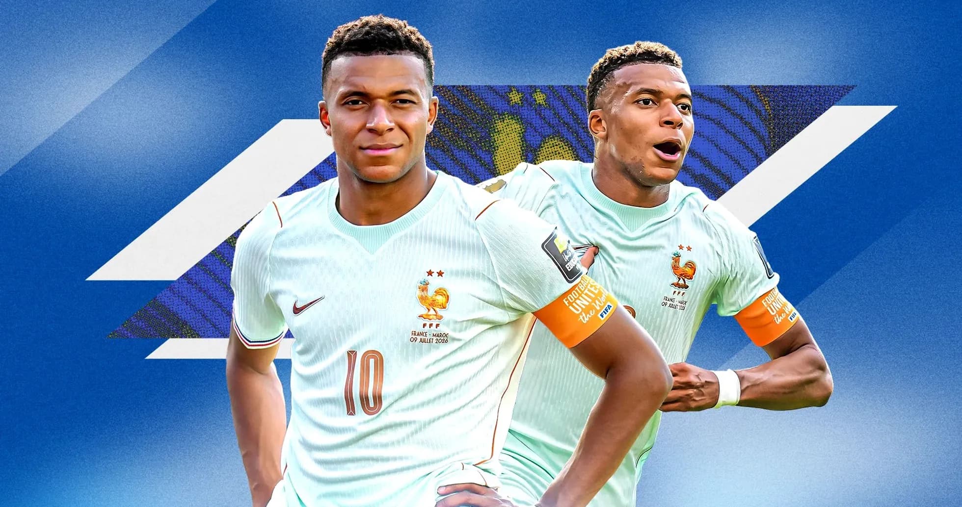 Kylian Mbappé posando con camiseta de Francia