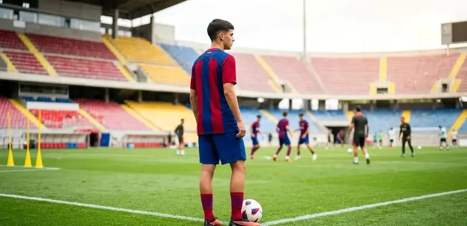 Jugador de Barcelona en entrenamiento en el estadio