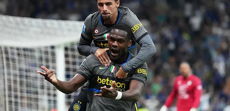 Celebración de jugadores de Inter en el partido