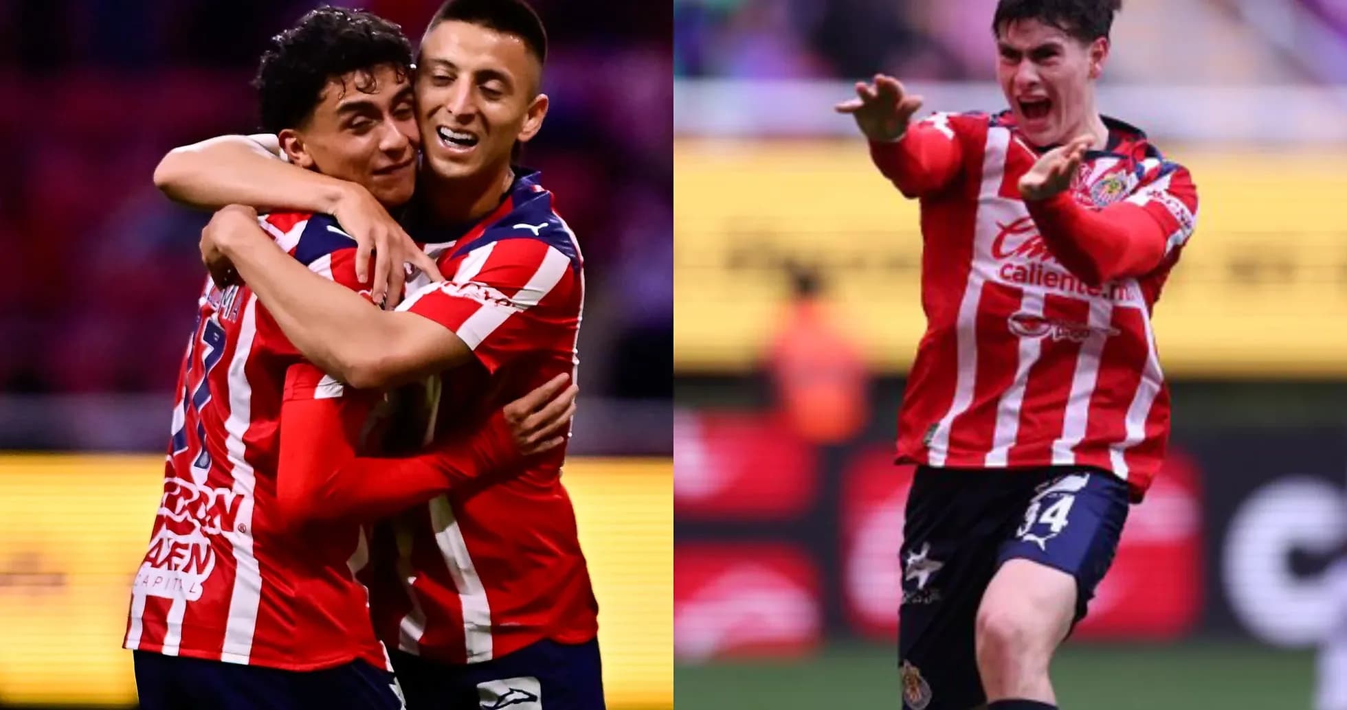Jugadores de Chivas celebrando un gol