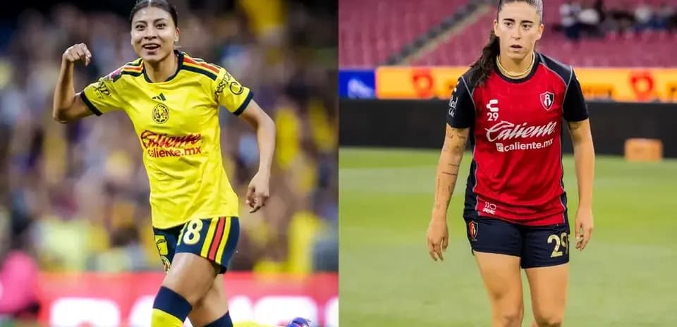 Jugadoras de América y Atlas en el partido
