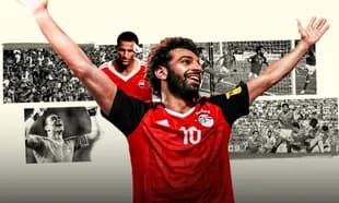 Mohamed Salah celebrando con la selección egipcia