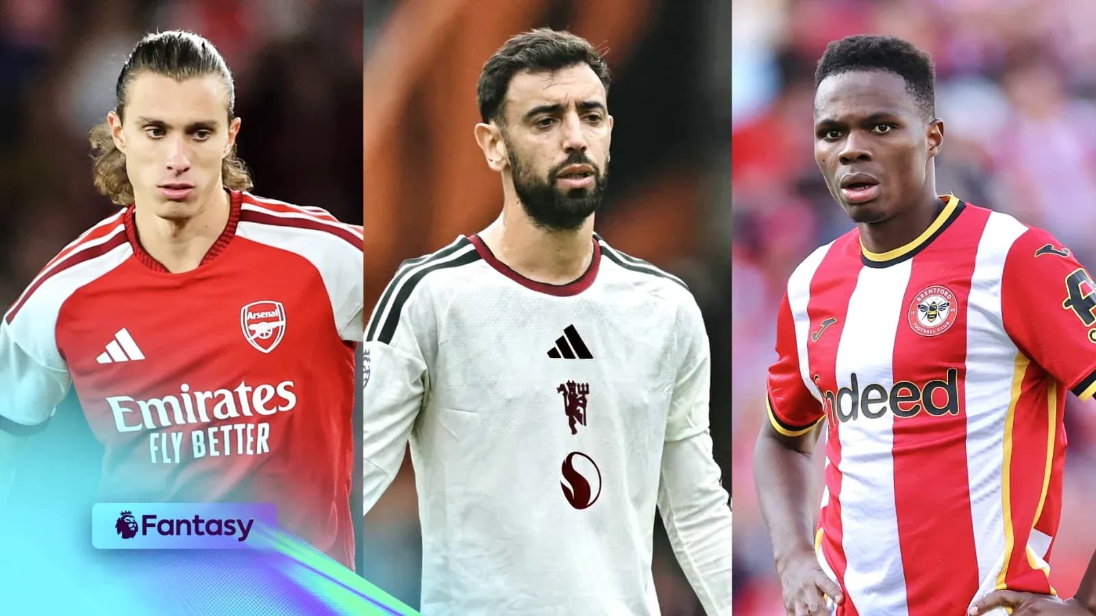 Tres jugadores de fútbol en sus uniformes de equipos