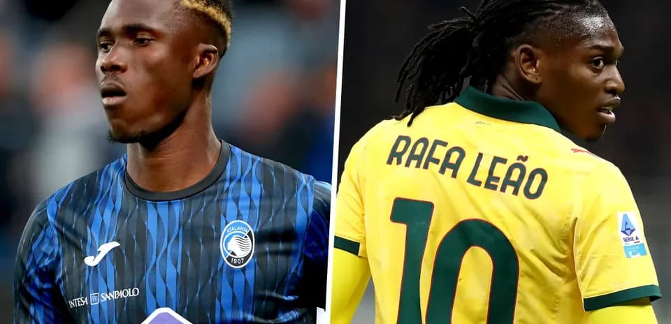 Jugadores de Atalanta y AC Milan en acción