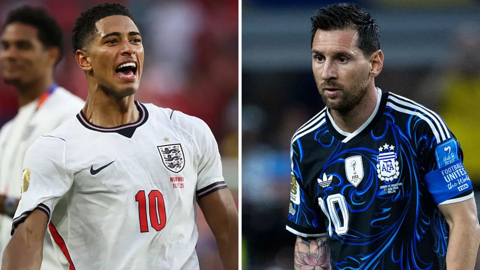 Bellingham y Messi en el partido Inglaterra vs Argentina