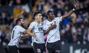 Jugadores del Valencia celebrando un gol