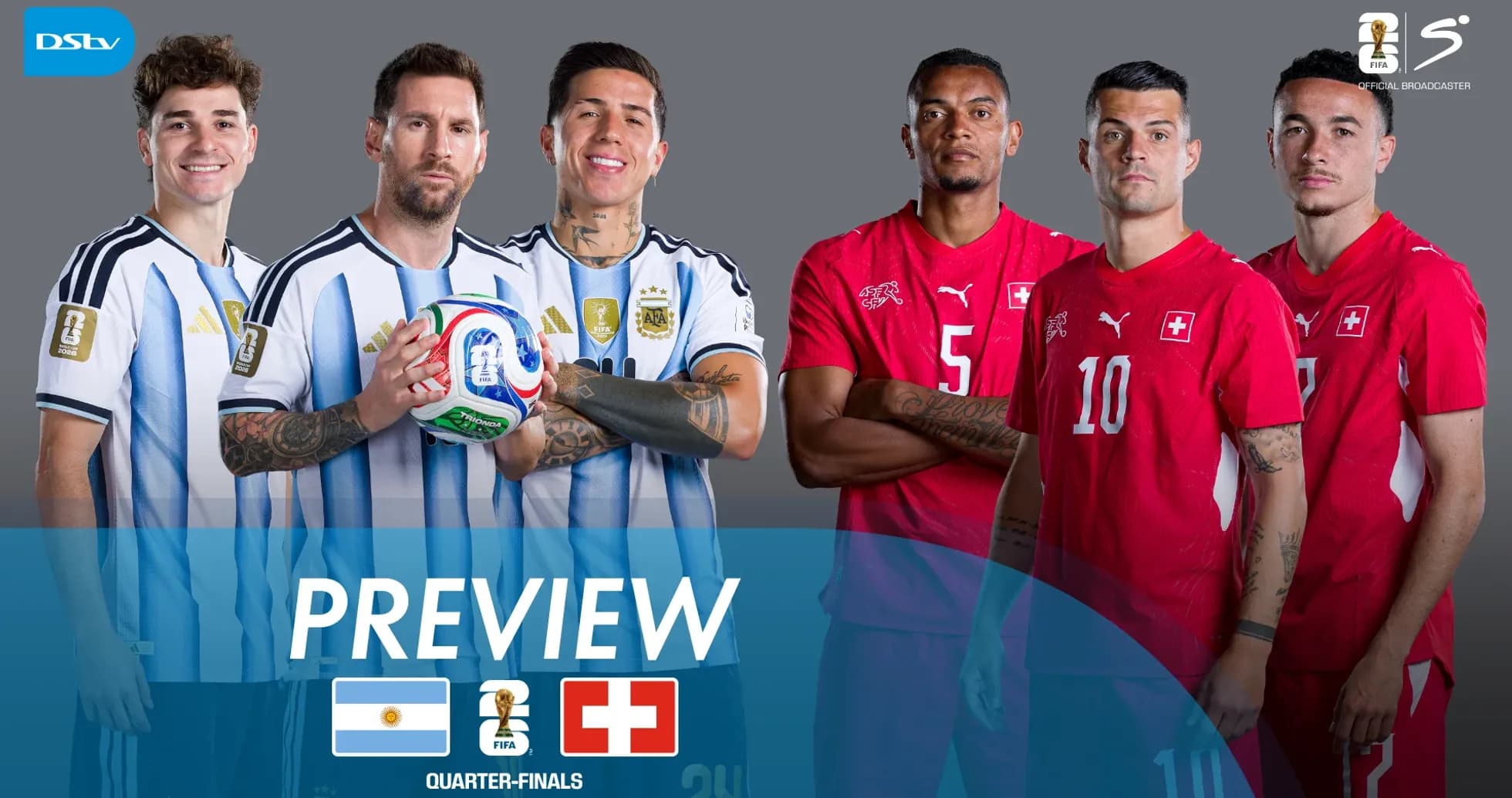 Jugadores de Argentina y Suiza antes del partido