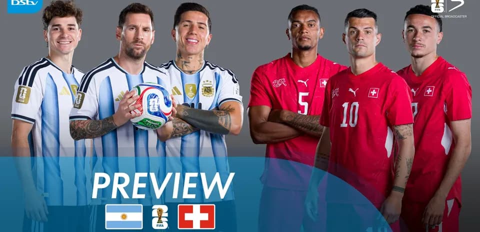 Jugadores de Argentina y Suiza antes del partido