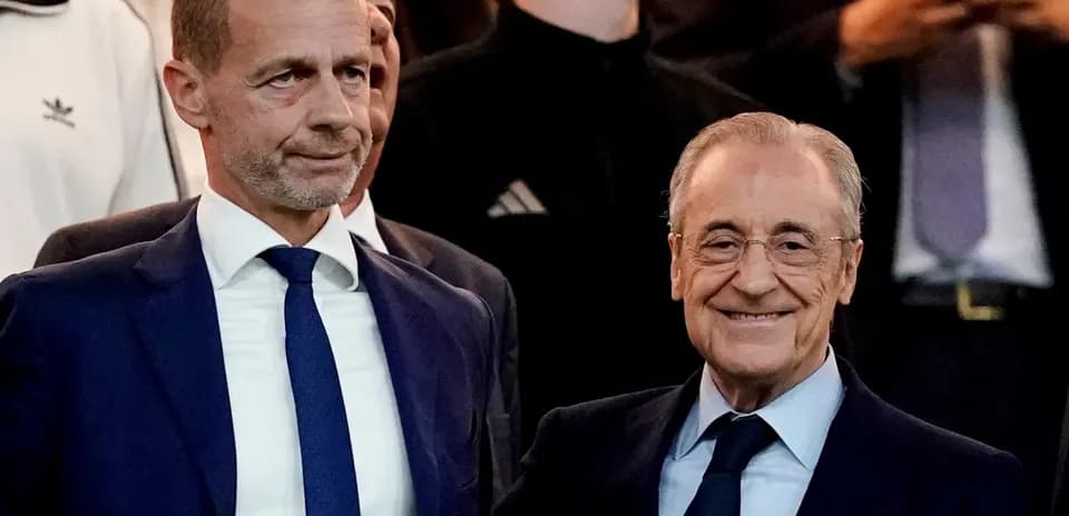 Aleksander Čeferin y Florentino Pérez en evento