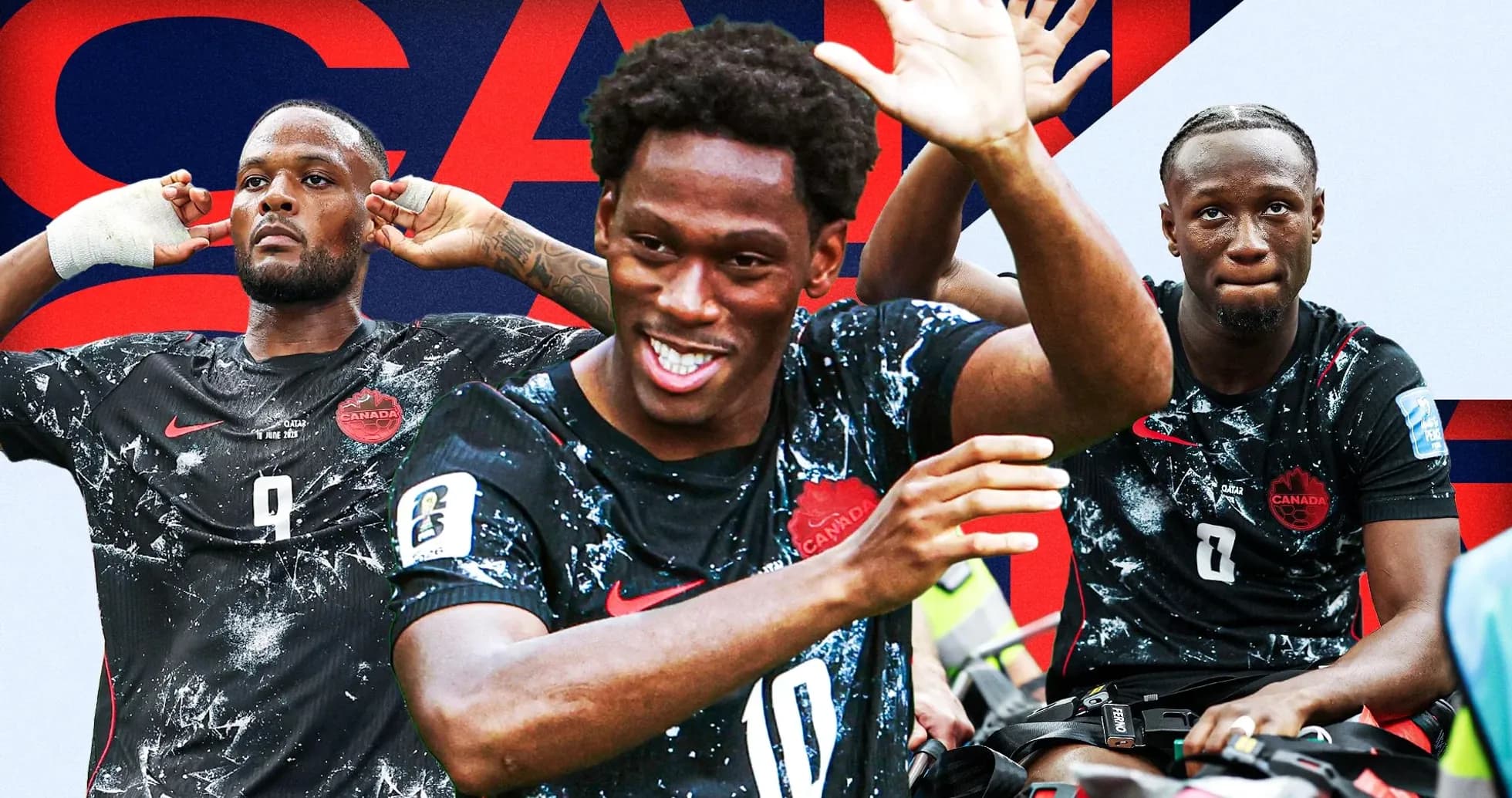 Jugadores de Canadá celebrando en el campo