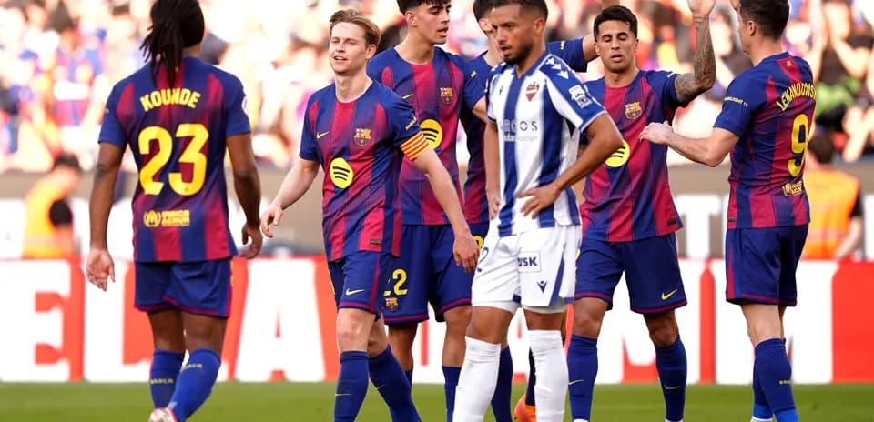 Jugadores del Barcelona celebrando un gol