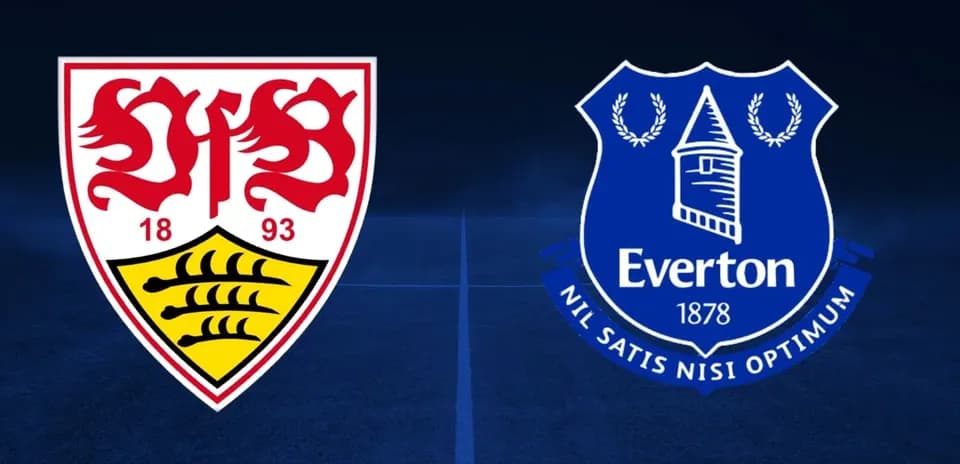 Logos de VfB Stuttgart y Everton sobre fondo oscuro
