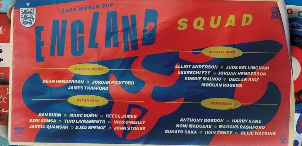 Cartel del equipo de Inglaterra para la Copa Mundial 2026