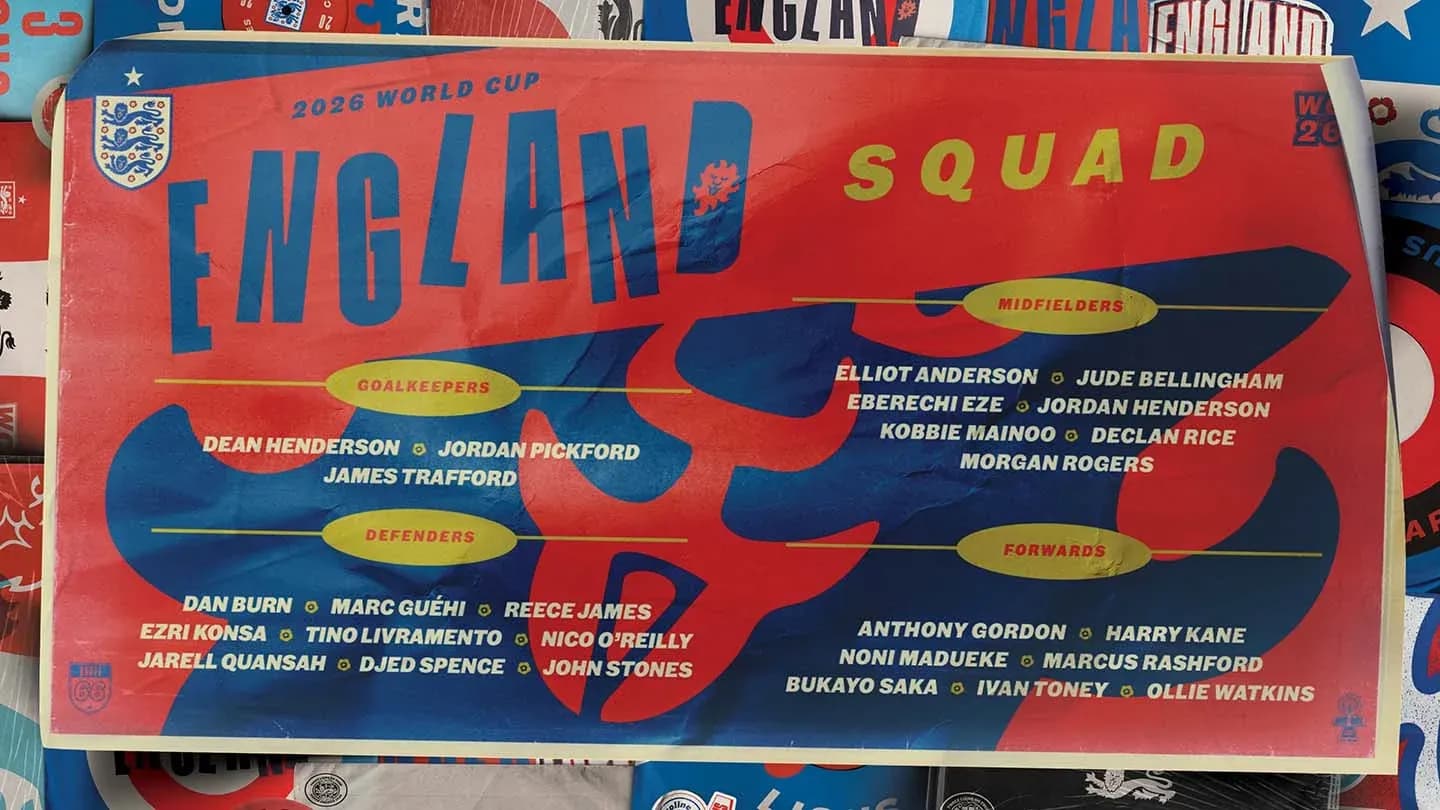 Cartel del equipo de Inglaterra para la Copa Mundial 2026