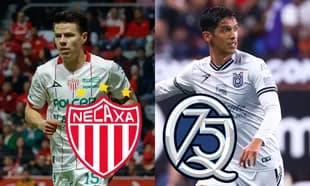 Jugadores de Necaxa y Querétaro en acción