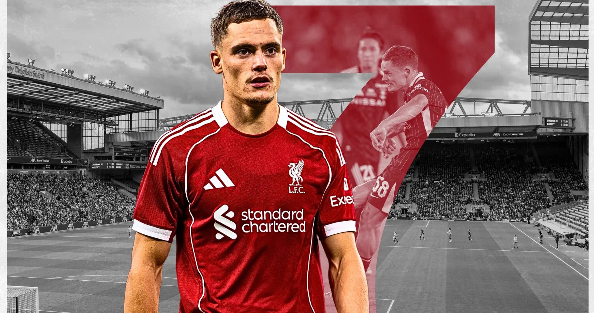 Jugador de Liverpool en el estadio Anfield