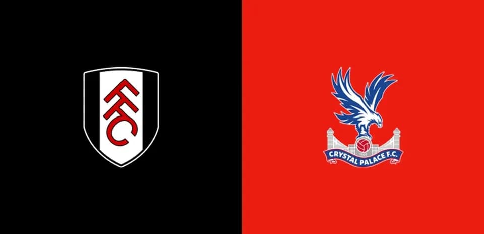 Logos de Fulham y Crystal Palace en fondo dividido