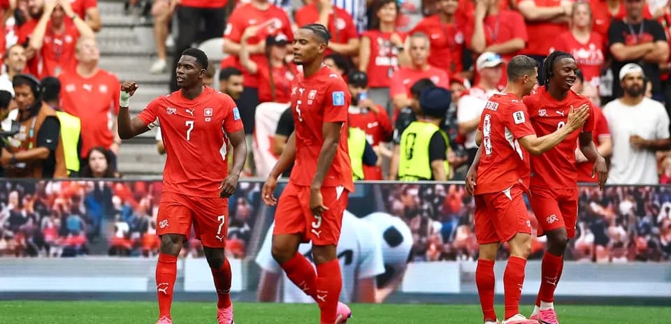 Jugadores de Suiza celebrando un gol