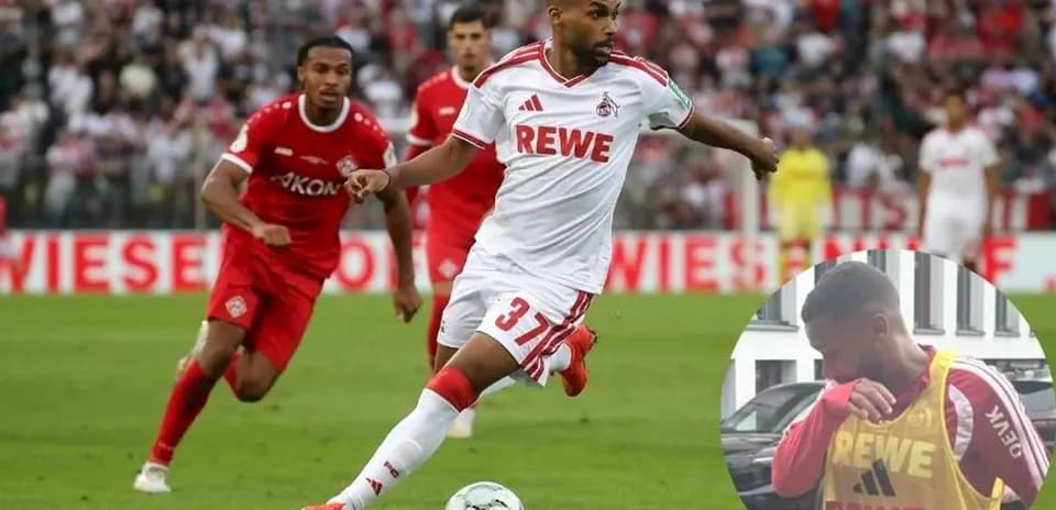 Jugador del 1. FC Köln corriendo con el balón