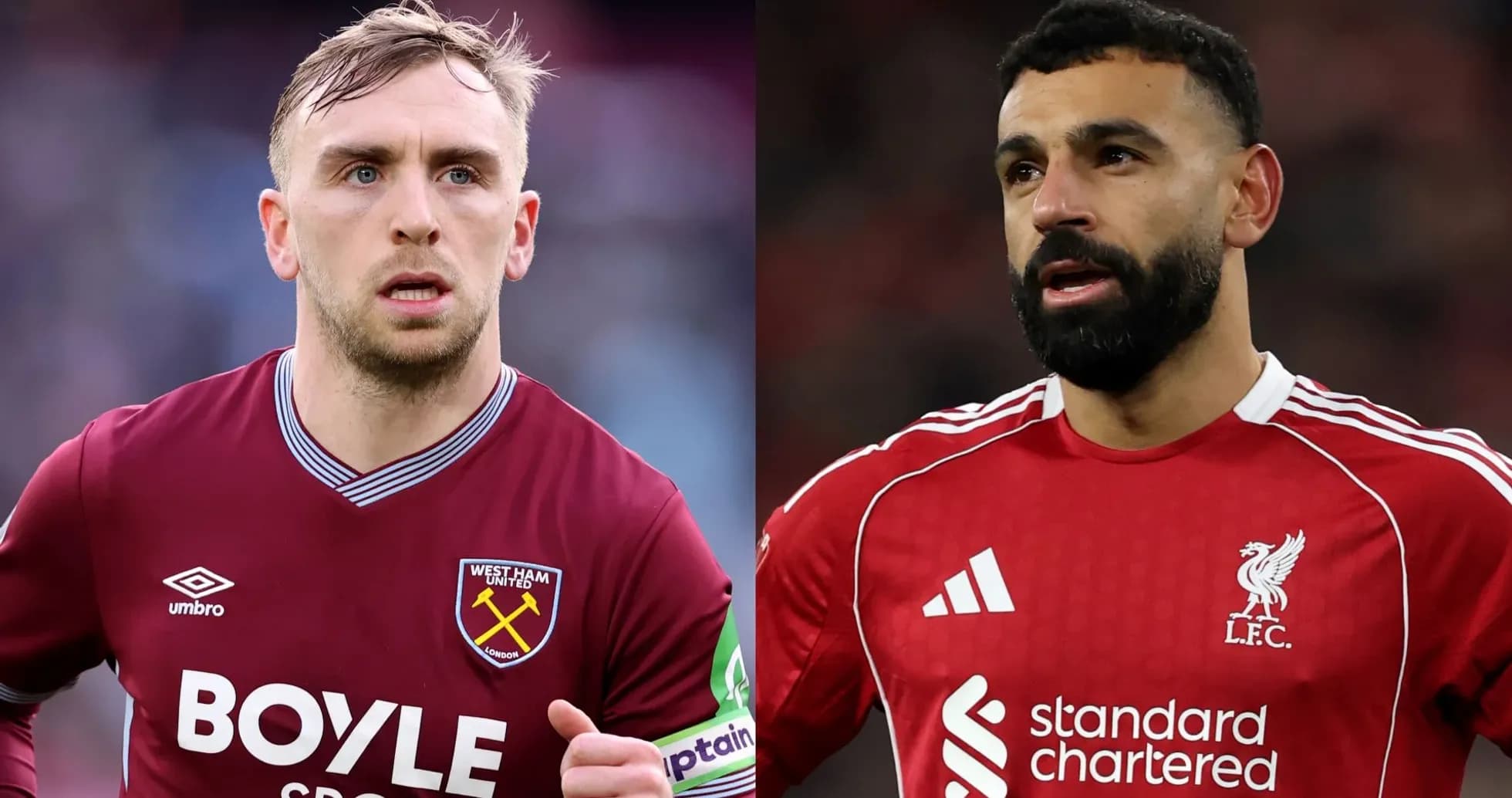 Jugadores de West Ham y Liverpool en acción