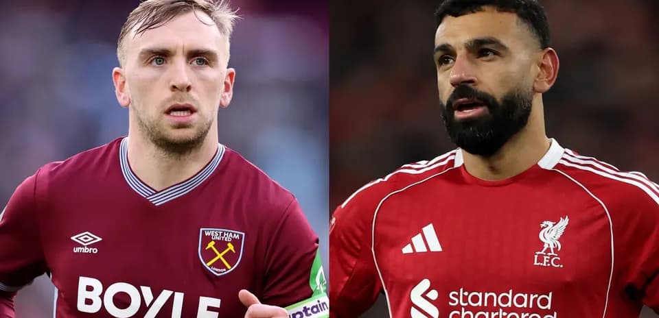 Jugadores de West Ham y Liverpool en acción