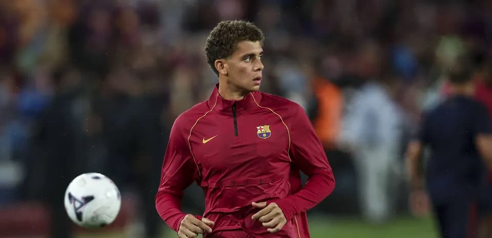 Jugador de Barcelona calentando antes del partido