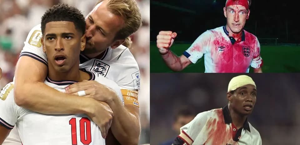 Jugadores de Inglaterra en momentos de acción y lesión