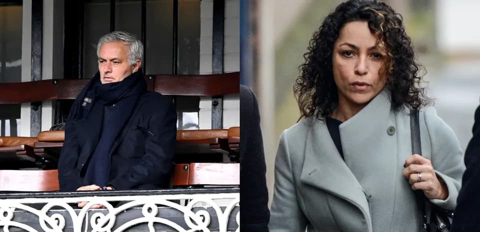 José Mourinho sentado en un palco, mujer caminando
