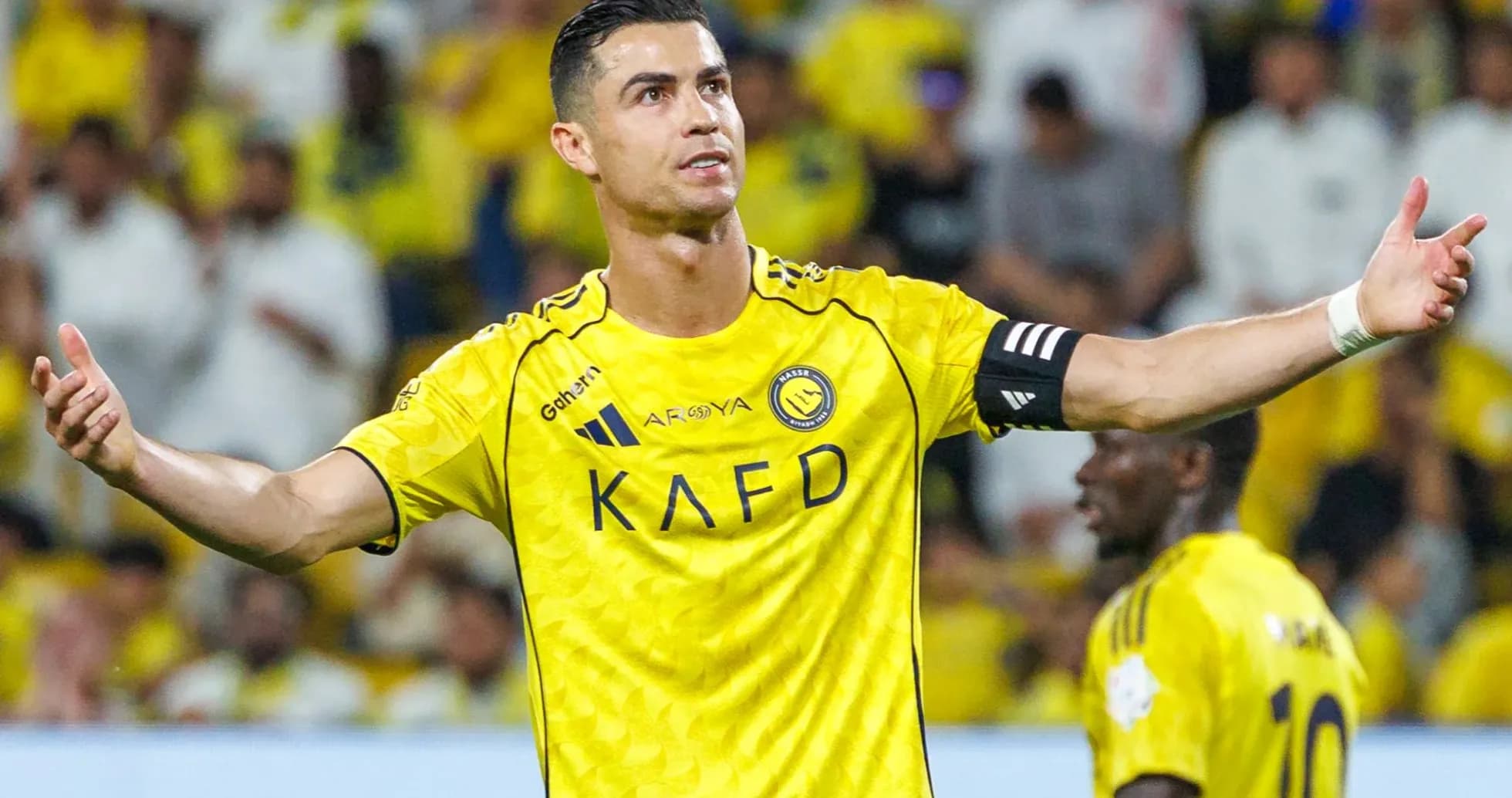 Cristiano Ronaldo gesturing during a match
