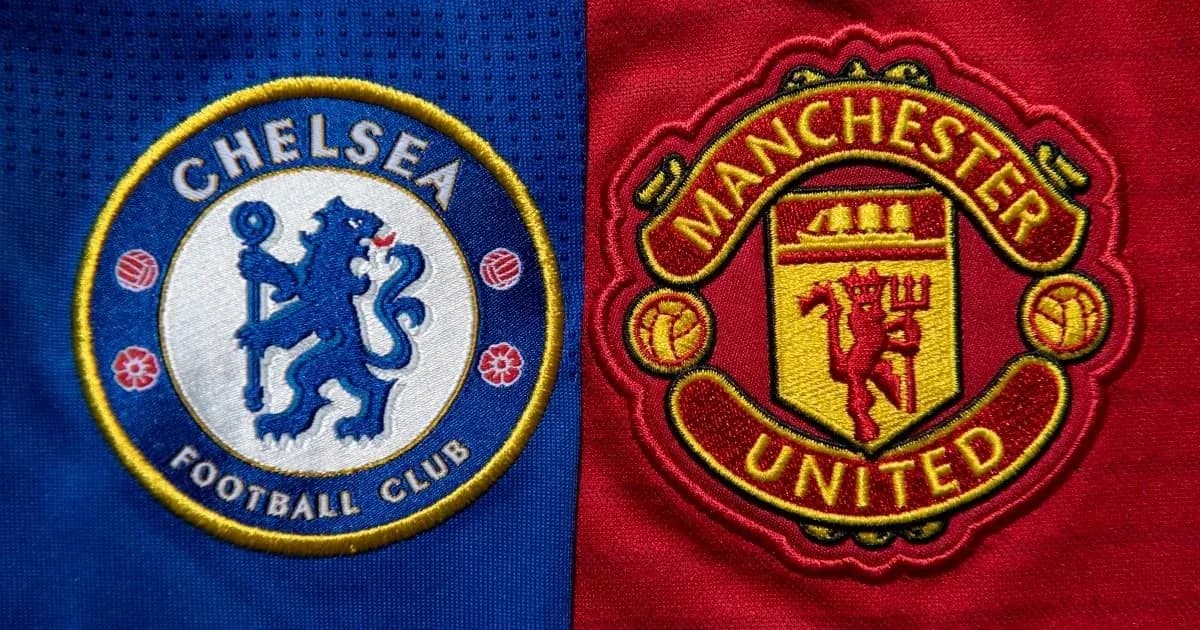 Escudos de Chelsea y Manchester United en tela