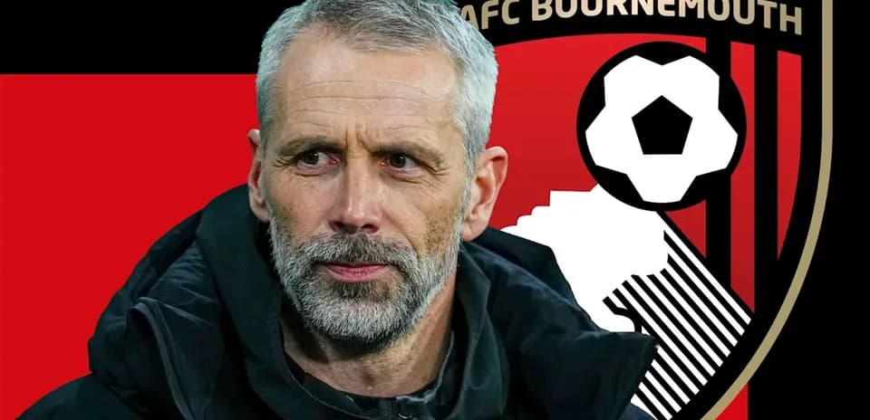 Entrenador de AFC Bournemouth con logo de fondo