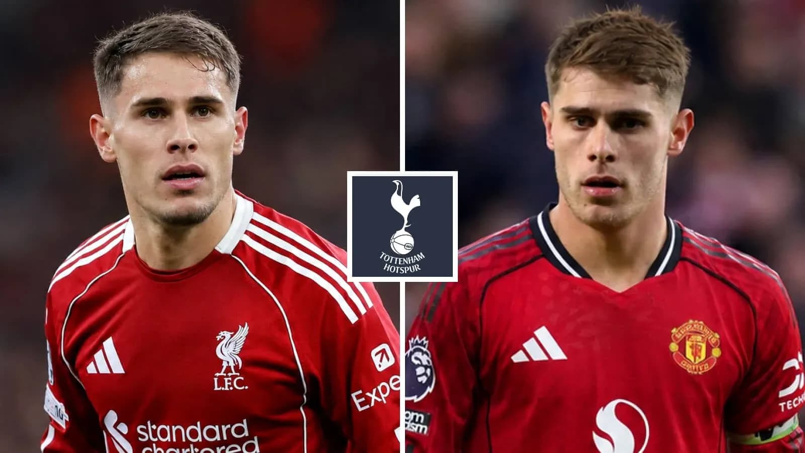 Jugadores de Liverpool y Manchester United en acción