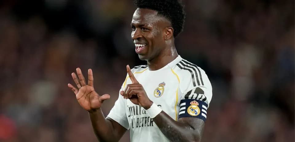 Vinícius Jr. celebrando durante un partido con Real Madrid