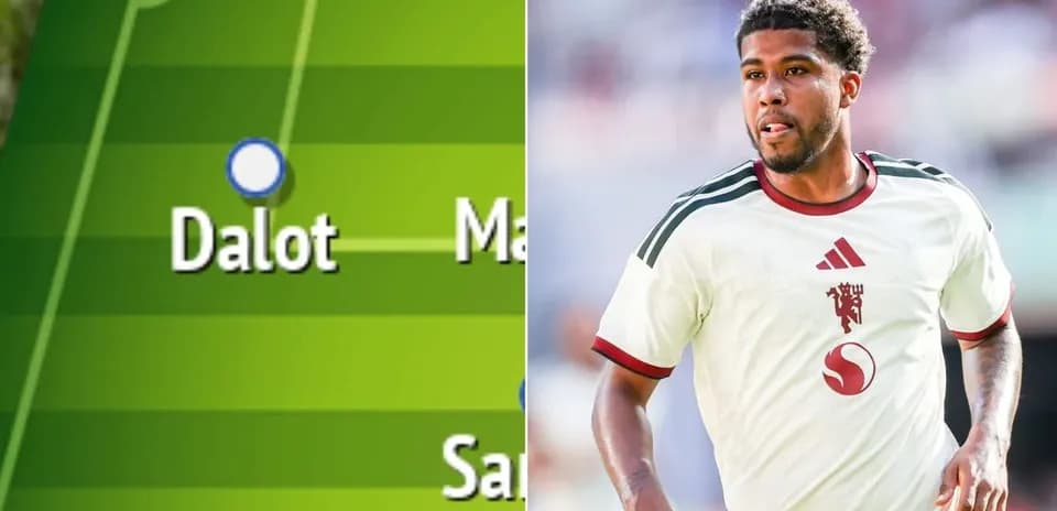 Formación con Dalot y jugador en camiseta blanca