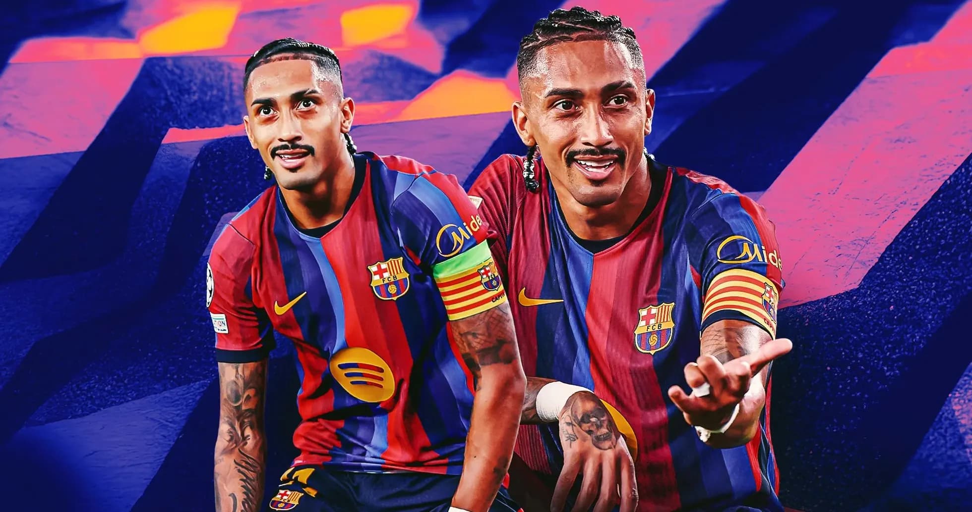 Jugador de Barcelona posando con camiseta del club