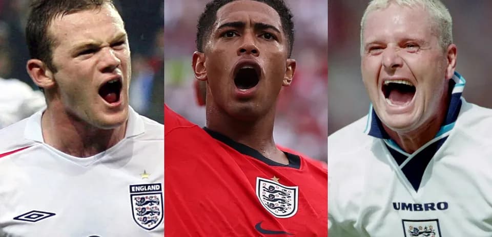 Tres jugadores de Inglaterra gritando en el campo