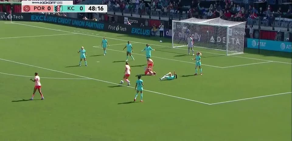 Acción durante el partido entre Kansas City y Portland Thorns
