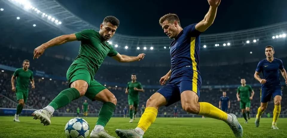 Jugadores compitiendo por el balón en el partido