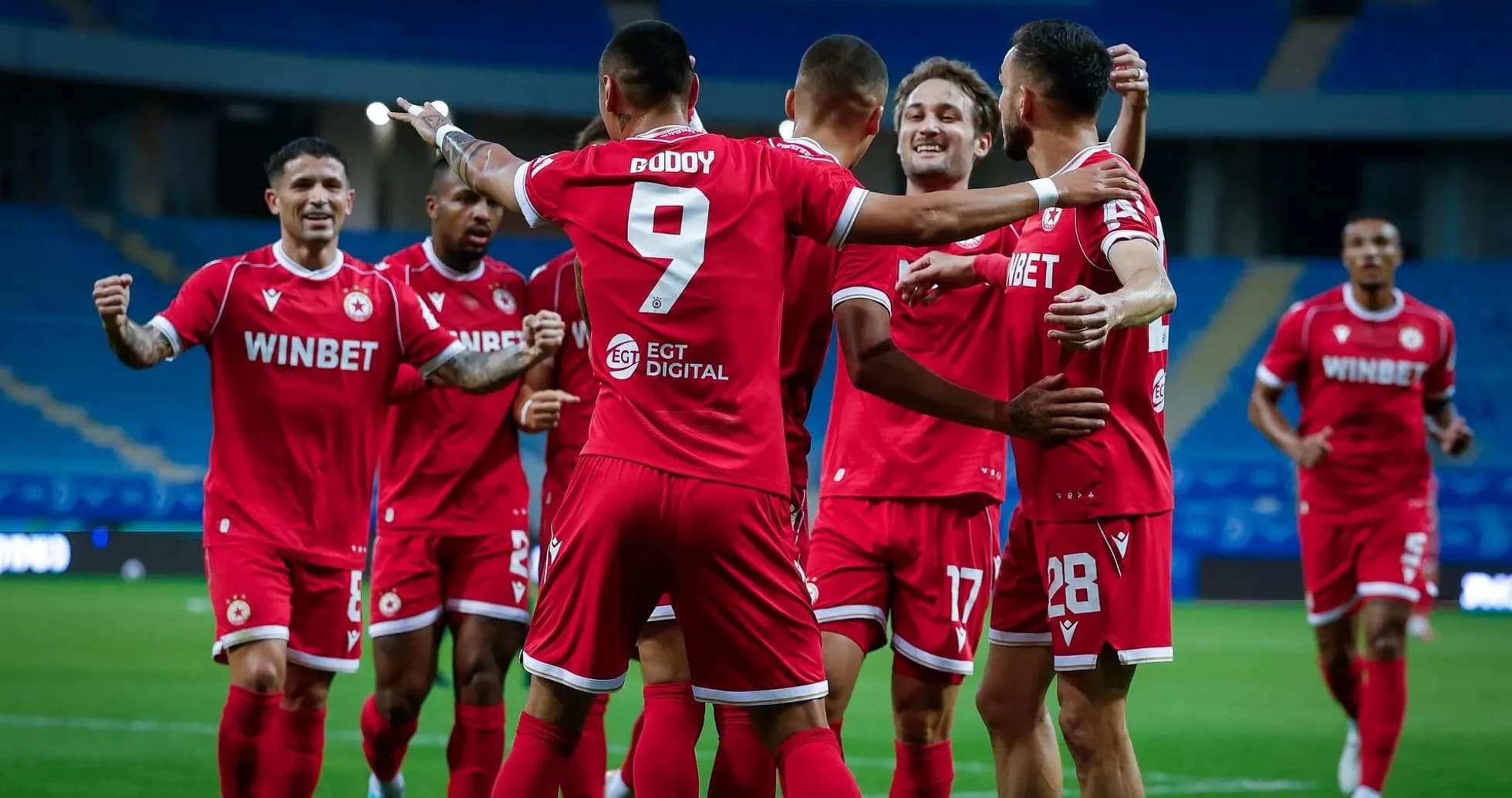 Jugadores del CSKA Sofía celebrando un gol