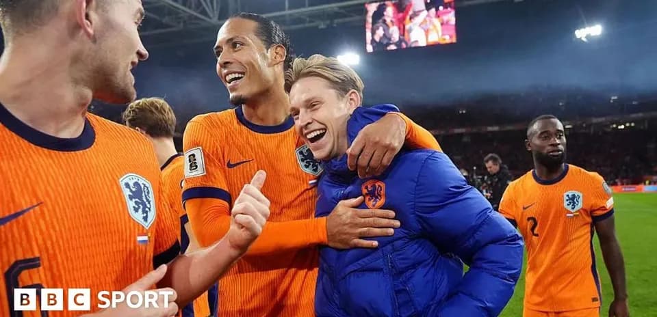 Jugadores de Países Bajos celebrando después del partido