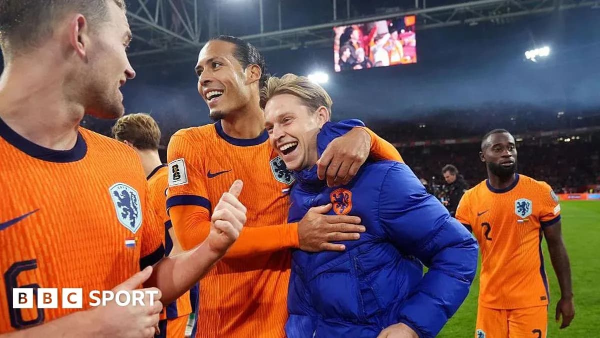 Jugadores de Países Bajos celebrando después del partido
