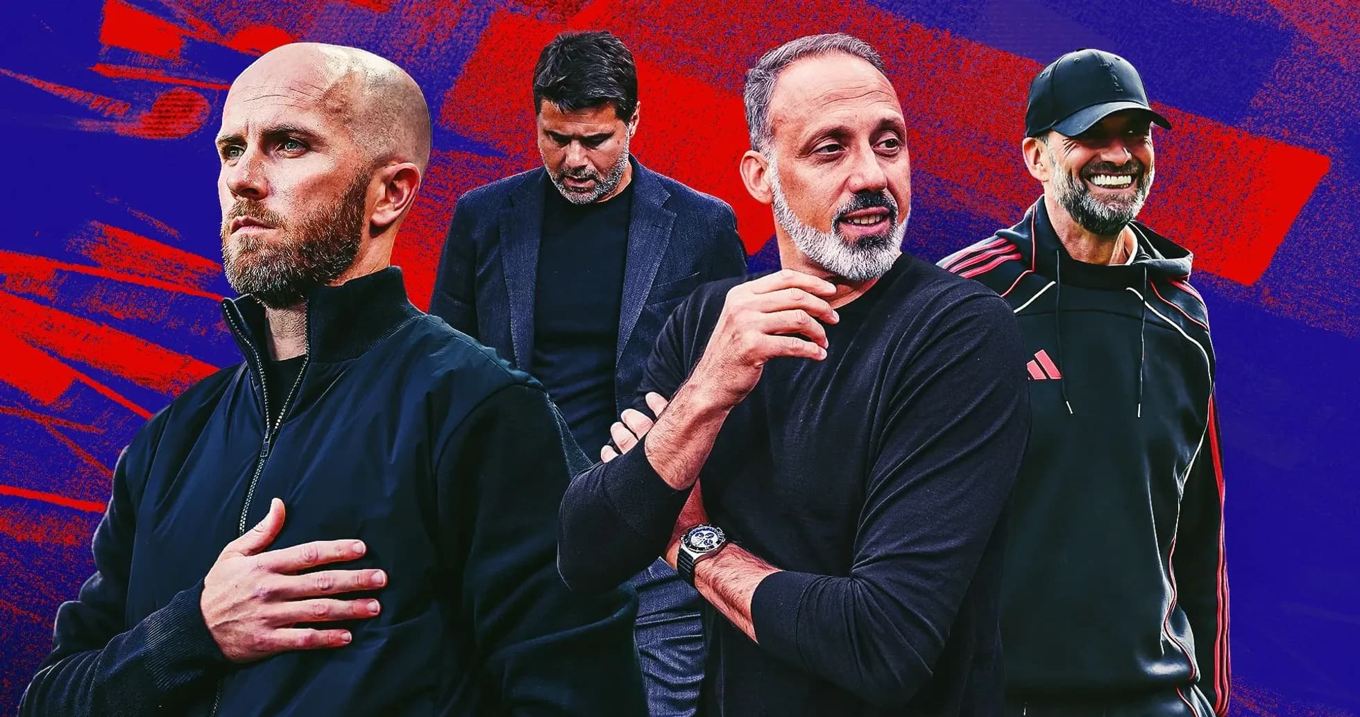 Entrenadores de fútbol en fondo colorido