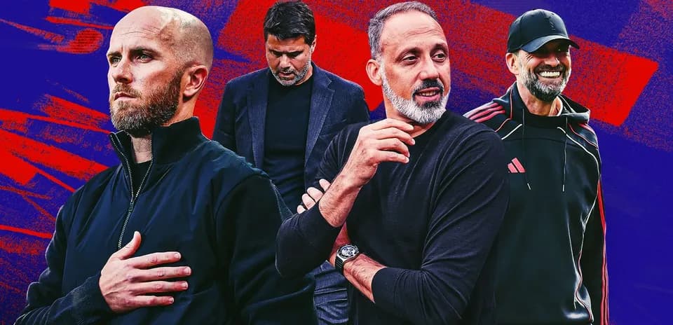 Entrenadores de fútbol en fondo colorido